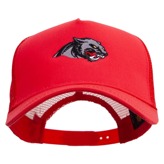 Panther Five Panels Pro Style Trucker Mesh Cap - Red OSFM