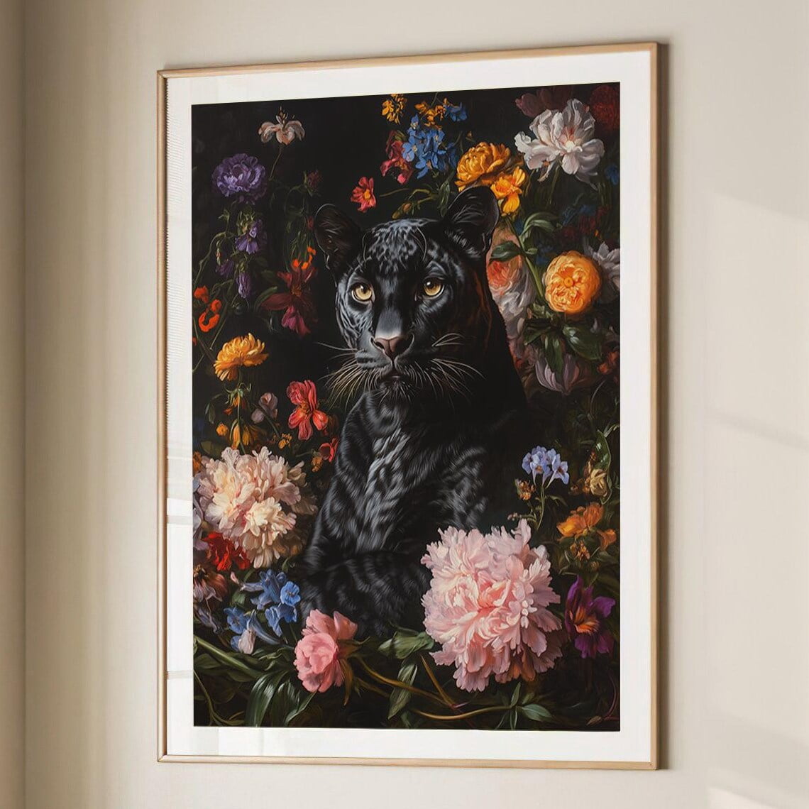 Panther Floral Print Animal Poster Gift Nursery Animal Lover Decor ...