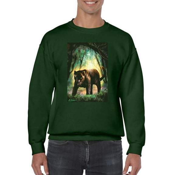 Panther In The Jungle Sweatshirt Men -Anthony Chirstou Designs, Male x-Large