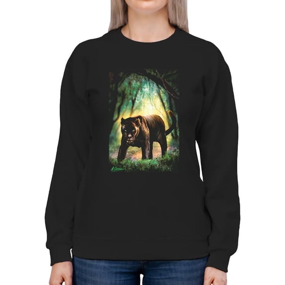 Panther In The Jungle Sweatshirt Women -Anthony Chirstou Designs, Female 4X-Large
