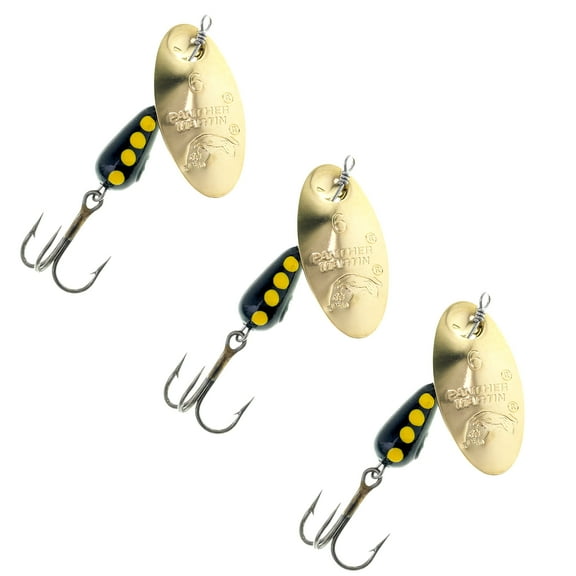 Panther Martin 3PKPMR_4_G Classic Regular Teardrop Spinners 3 Fishing Lures - Pack of 3 - Gold - 4 (1/8 oz)