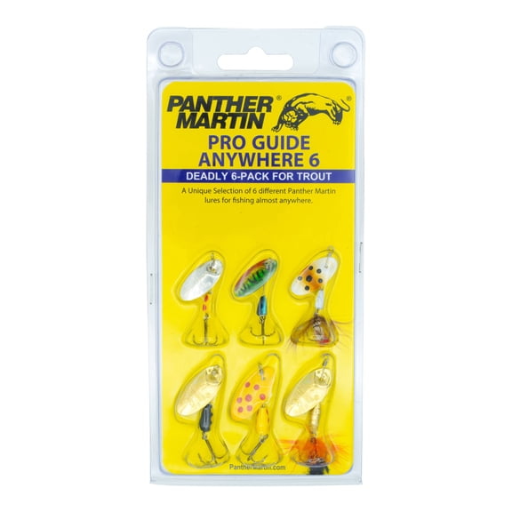 Panther Martin AW6 Pro Guide Anywhere Spinners Fishing Lure Kit - Assorted - Pack of 6