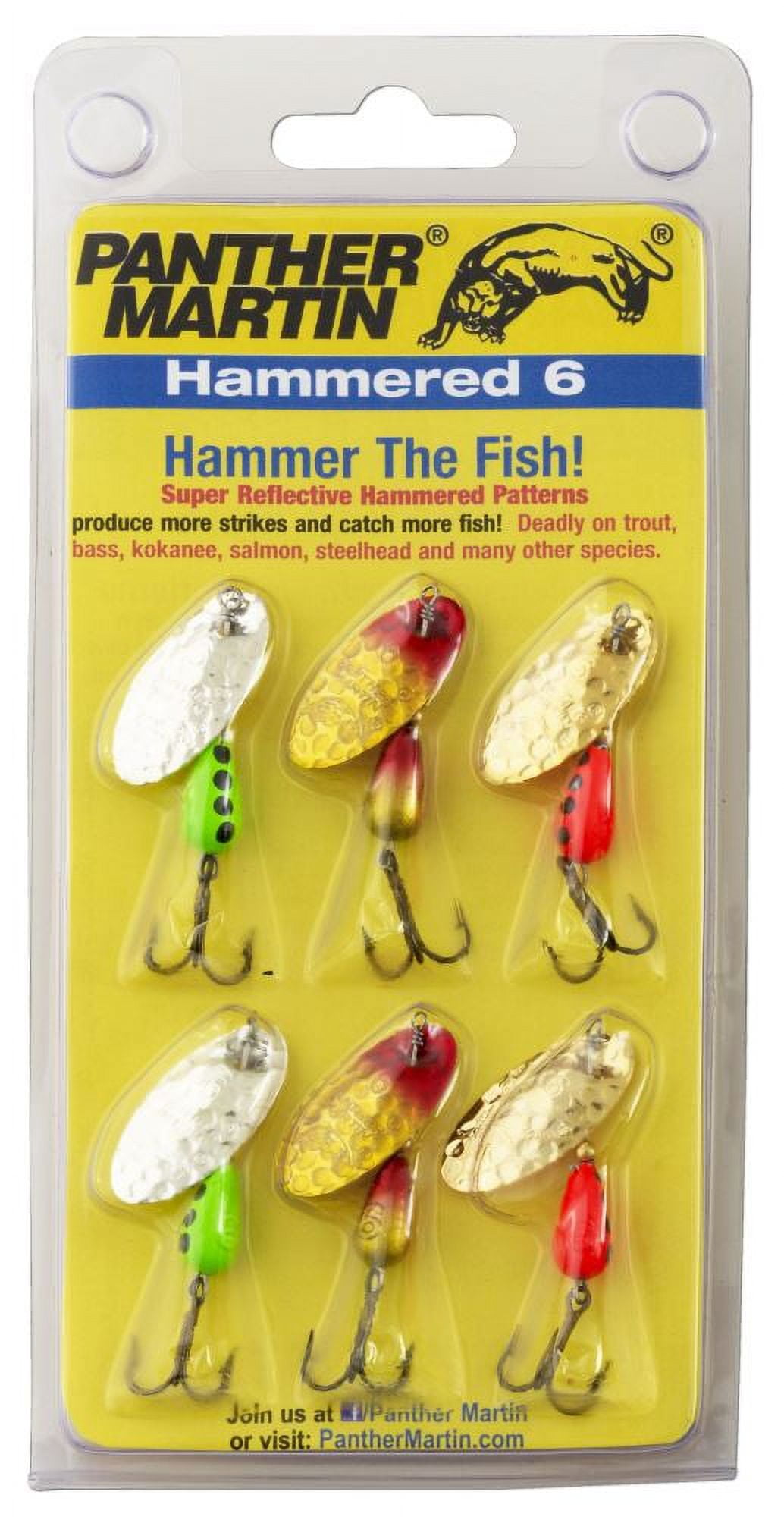 Panther Martin Hammered 6 Trout & Bass Fishing Lure Kit, Assorted, 6Pk