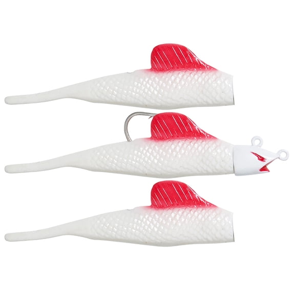 Panther Martin PMBFET_1BF_WRF BigFin 3-in-1 Eel Tail Weedless Swimbaits - White Red Fin - 1BF (1 oz)