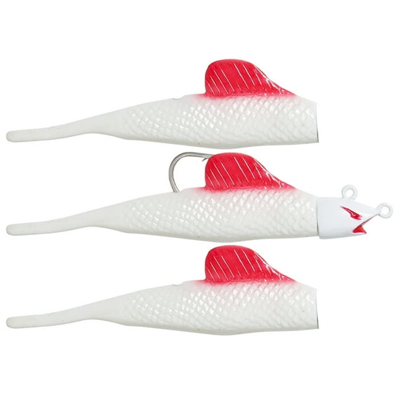Panther Martin PMBFET_1BF_WRF BigFin 3-in-1 Eel Tail Weedless Swimbaits - White Red Fin - 1BF (1 oz)