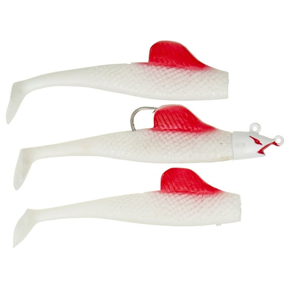 Panther Martin PMBFPT_1BF_WRF BigFin 3-in-1 Paddle Tail Weedless Swimbaits - White Red Fin - 1BF (1 oz)