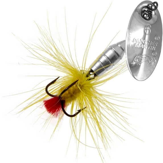Panther Martin PMF_4_SY Deluxe Dressed Fly Spinning Fishing Lure - Silver/Yellow - 4 (1/8 Oz)