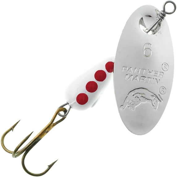 Panther Martin PMR_4_SWR Classic Regular Teardrop Spinners Fishing Lure - Silver/White/Red - 4 (1/8 oz)