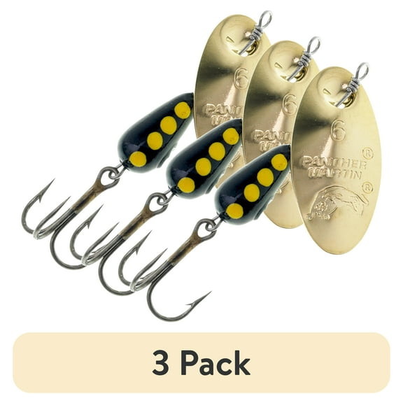 (3 pack) Panther Martin PMR_6_G Classic Regular Teardrop Spinners Fishing Lure - Gold - 6 (1/4 oz)