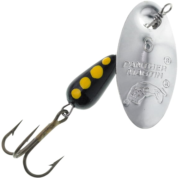 Panther Martin PMR_6_SB Classic Regular Teardrop Spinners Fishing Lure - Silver/Black - 6 (1/4 oz)