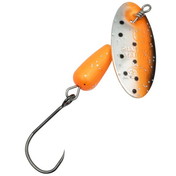 Panther Martin PMRBL_6_OSS Single Hook Barbless Teardrop Spinners Fishing Lure - Orange Silver Speckled - 6 (1/4 oz.)