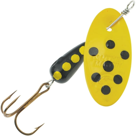 Panther Martin PMSP_4_YB Spotted Teardrop Spinners Fishing Lure - Yellow/Black - 4 (1/8 oz)