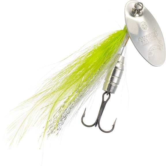 Panther Martin PMSS_15_SCH Barrel Body SonicStreamer Spinners Fishing Lure - Silver/ChartreuseStreamer - 15 (1/2 oz)