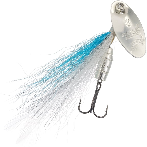 Panther Martin PMSS_6_SWB Barrel Body SonicStreamer Spinners Fishing Lure - Silver/White/Blue - 6 (1/4 oz)