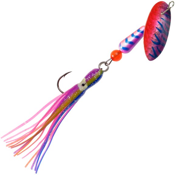 Panther Martin PMSSTUVHHS_18_HMPFRT Salmon & Steelhead Hammered Hoochie Skirt Spinning Lure - UV Purple/Flo-Red - 18 (3/4 oz)
