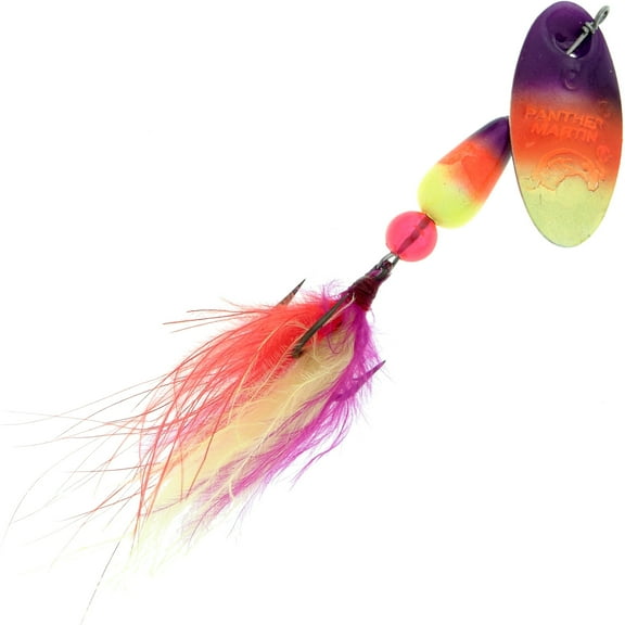Panther Martin PMUVM_4_COP FishSeeUV Marabou Fishing Spinner Lure - Chartreuse Orange Purple - 4 (1/8 Oz)