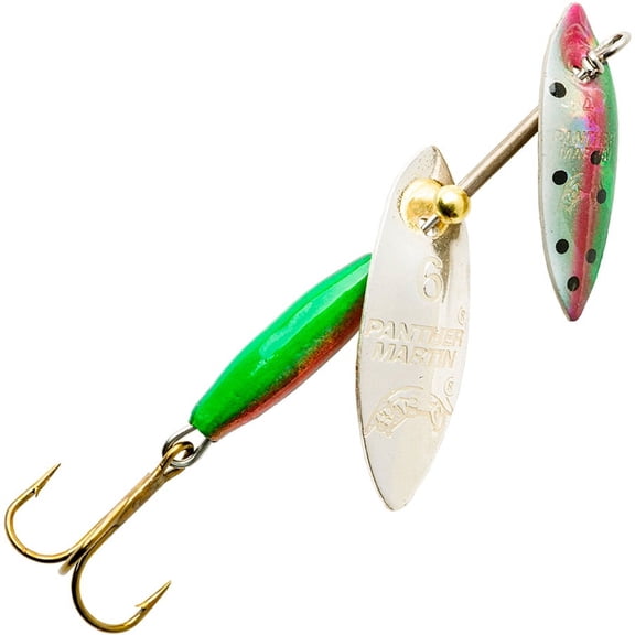 Panther Martin PMWSDF_2/4DF_HRS WillowStrike DualFlash Spinners Fishing Lure - Holo Rainbow Trout/Silver - 2/4DF (3/16 oz)