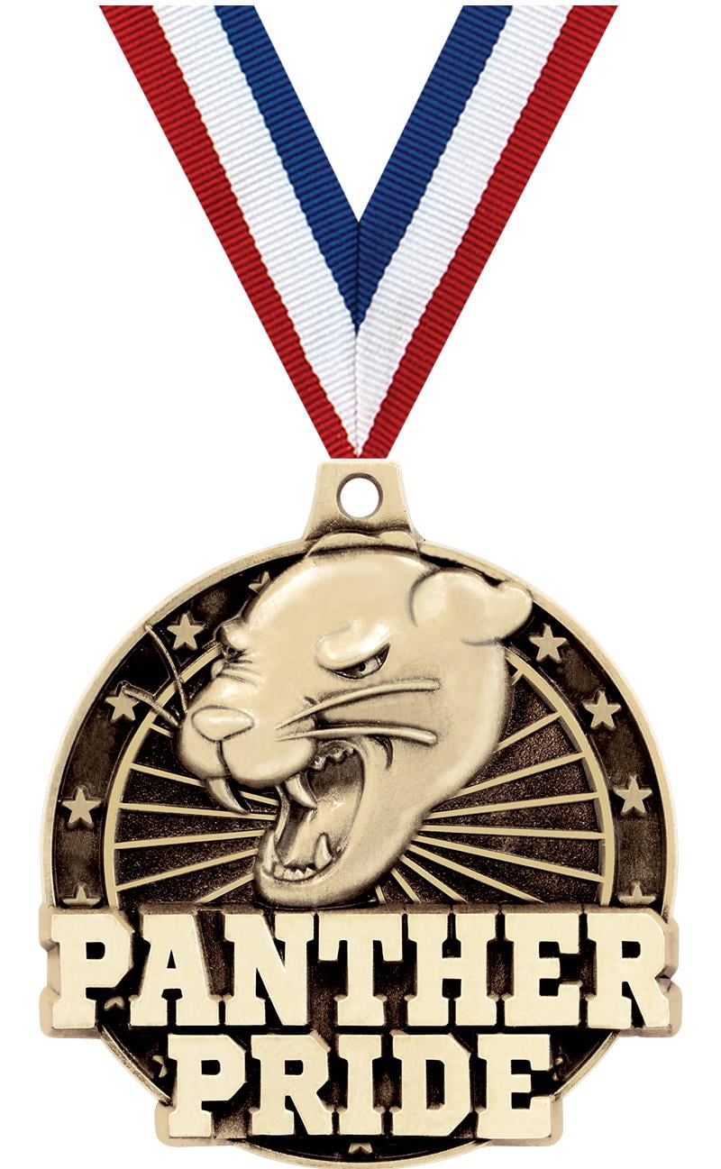 Panther Pride Medals, 2" Gold Diecast Panther Pride Medal Award 20 Pack