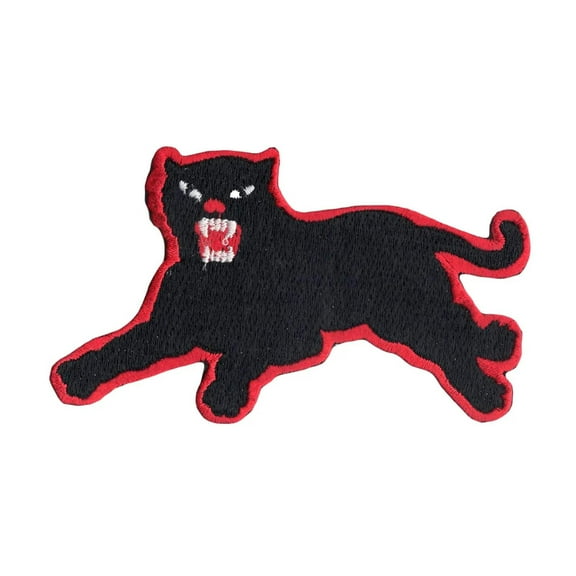 Panther Red Border Iron On Embroidered Patch