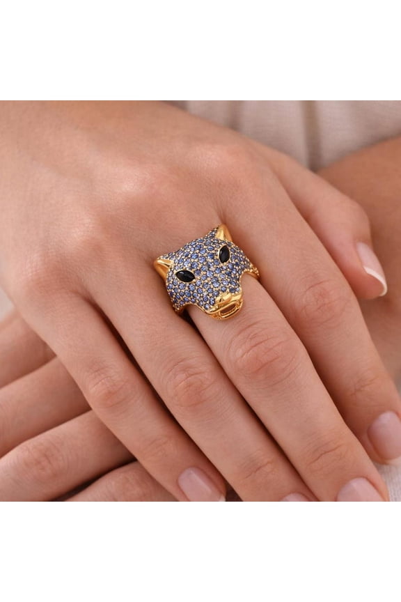 Panther Statement Ring 925 Sterling Silver Gemstone Unisex Jewelry