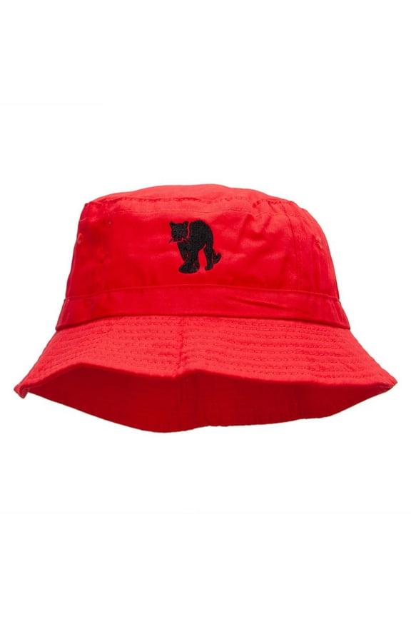 Panther Strut Embroidered Bucket Hat - Red OSFM