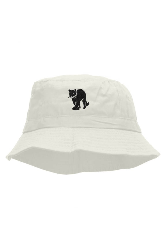 Panther Strut Embroidered Bucket Hat - White OSFM