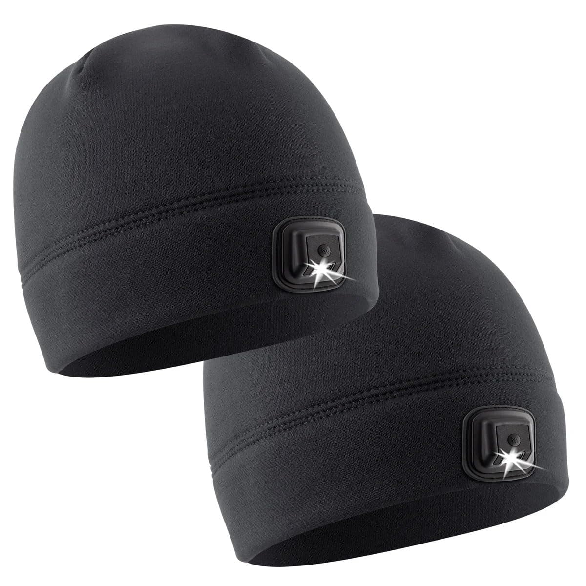 Panther Vision LED Hat Light 2 Pack - POWERCAP 3.0 USB Rechargeable LED Knitted Beanie - IPX4 Water Resistance - 150 Lumens (US, Alpha, One Size, Black/Black)