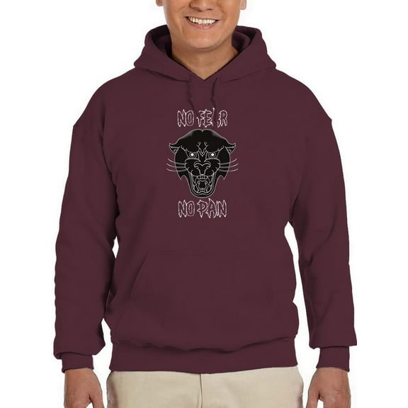 Panther With No Fear Quote Hoodie Men -Image by Shutterstock, Male x-Large