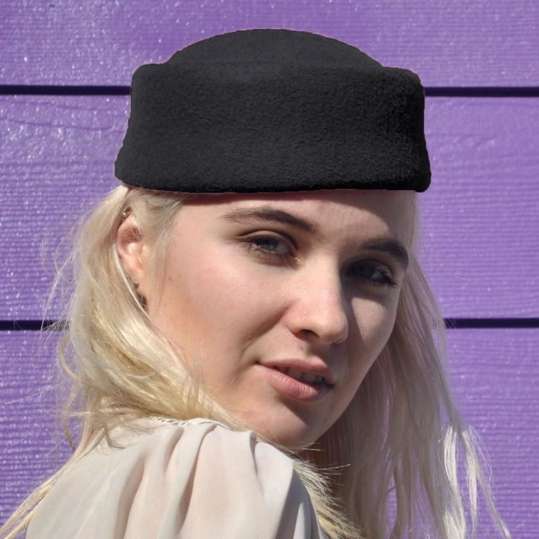 Panther Wool Felt Pillbox Hat - ONE SIZE FITS MOST - Black  display picture 1