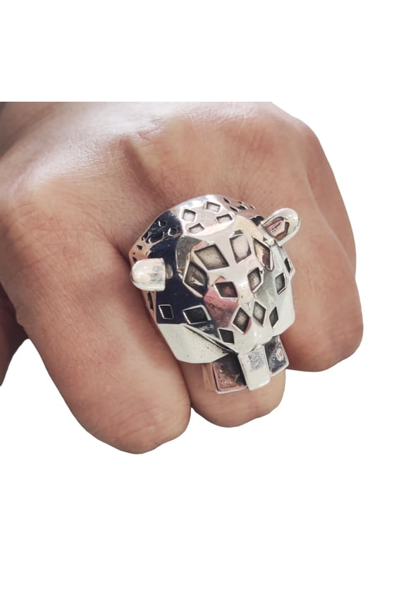 Panther ring, heavy sterling silver 925, all sizes, handmade Animal head jewelry, detailed craftsmanship, Oxidized Silver Jewelry, Mans Designer Ring, Christmas, Huge Signet Ring
