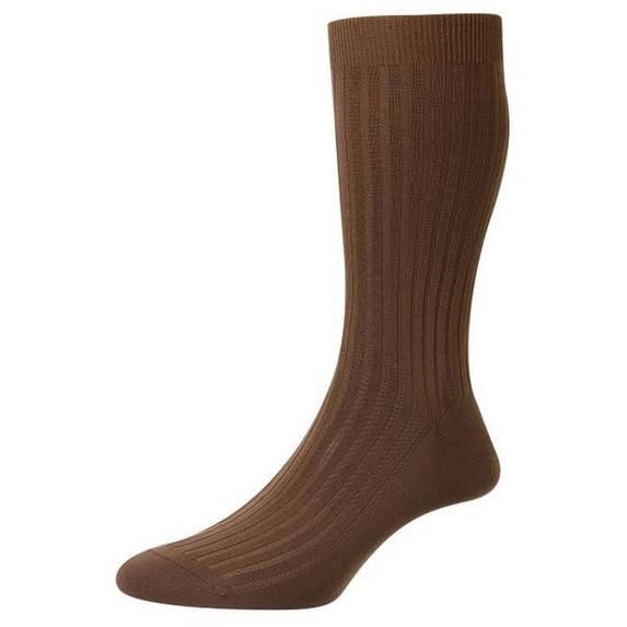 Pantherella Danvers Cotton Fil D'Ecosse Socks - Mid Brown