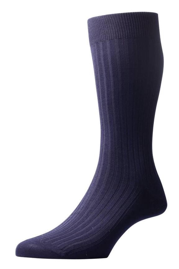 Danvers Rib Cotton Lisle Socks - Navy