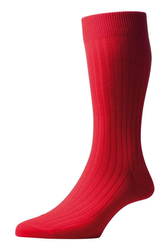 Danvers Rib Cotton Lisle Socks - Scarlet