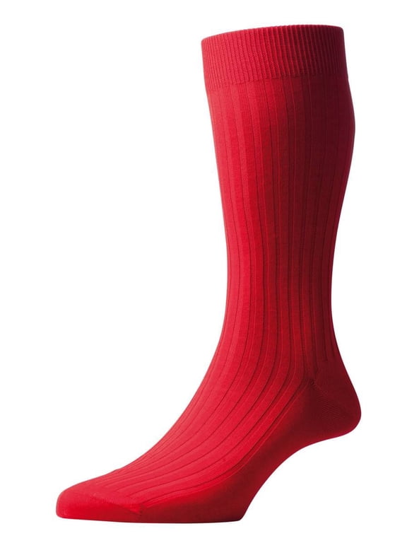 Danvers Rib Cotton Lisle Socks - Scarlet
