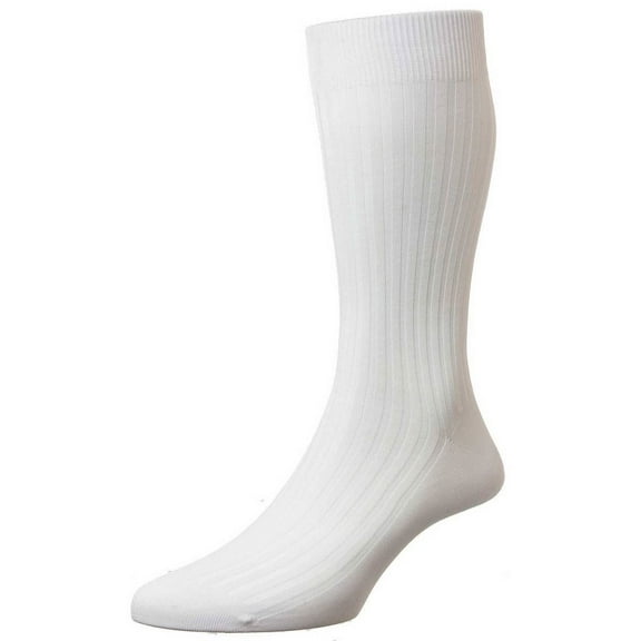 Pantherella Danvers Rib Cotton Lisle Socks - White