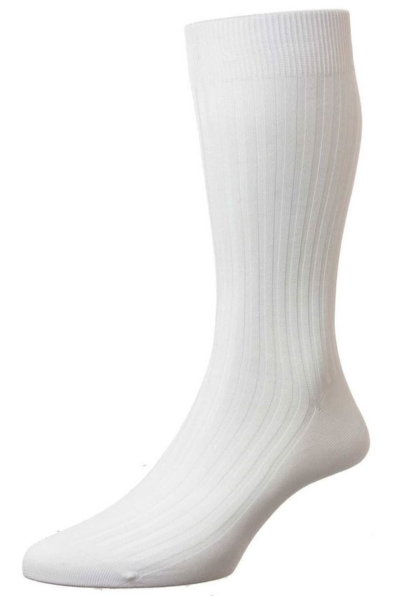 Danvers Rib Cotton Lisle Socks - White