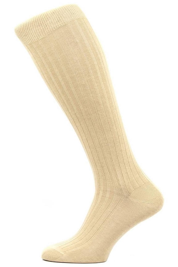 Danvers Rib Over the Calf Cotton Lisle Socks - Ligh Khaki