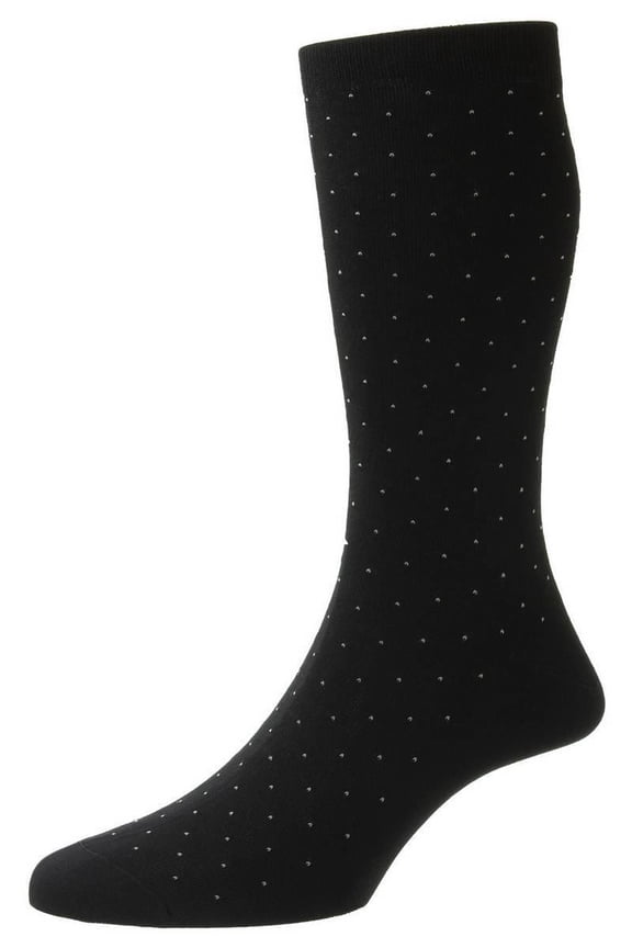 Gadsbury Cotton Fil D'Ecosse Pin Dot Socks - Black
