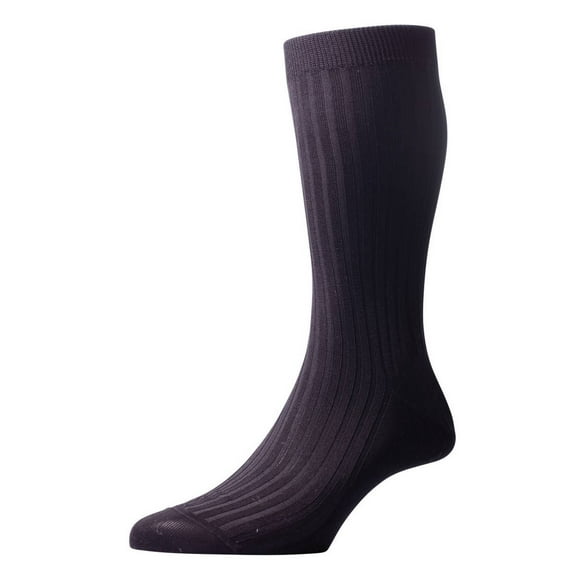 Pantherella Men's Black Classic Collection Danvers Mid Calf Dress Sock - 11.5-13