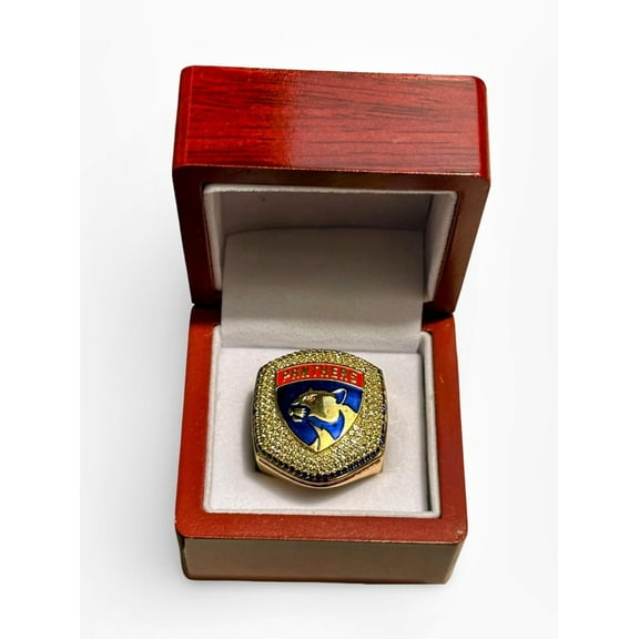 Florida Hockey 2025 Championship Ring with Box #16 Gold Bling Stanley Cup Florida Fan Collectible Size 11