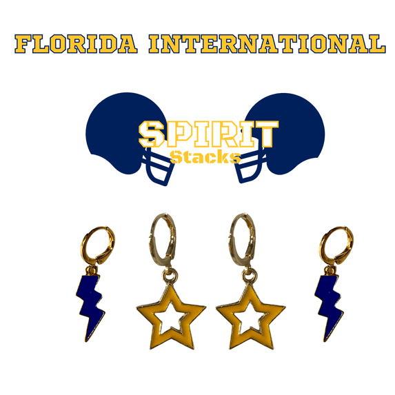 Panthers Spirit Stack navy mini enamel bolts and golden yellow statement open starboys