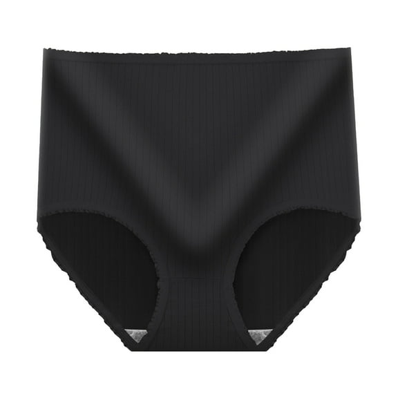 Panties For Women High Waist Seamless Full Coverage Briefs Absorbent Underwear Polyester Spandex 1 Pc Black Size M-2Xl Women's Panties