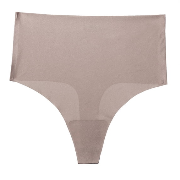Panties For Women High Waisted Seamless Thongs Breathable No Show Underwear Nylon Spandex 1 Piece Brown Size S-2Xl Women's Panties