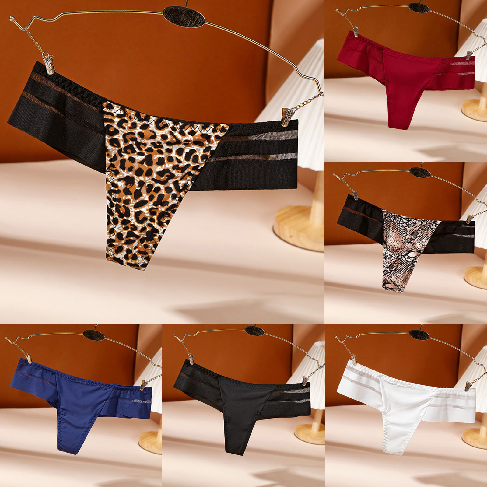 Panties For Women Pack Tummy Control Breathable Thongs Bikini T String Thong Stretch Ladie Brief