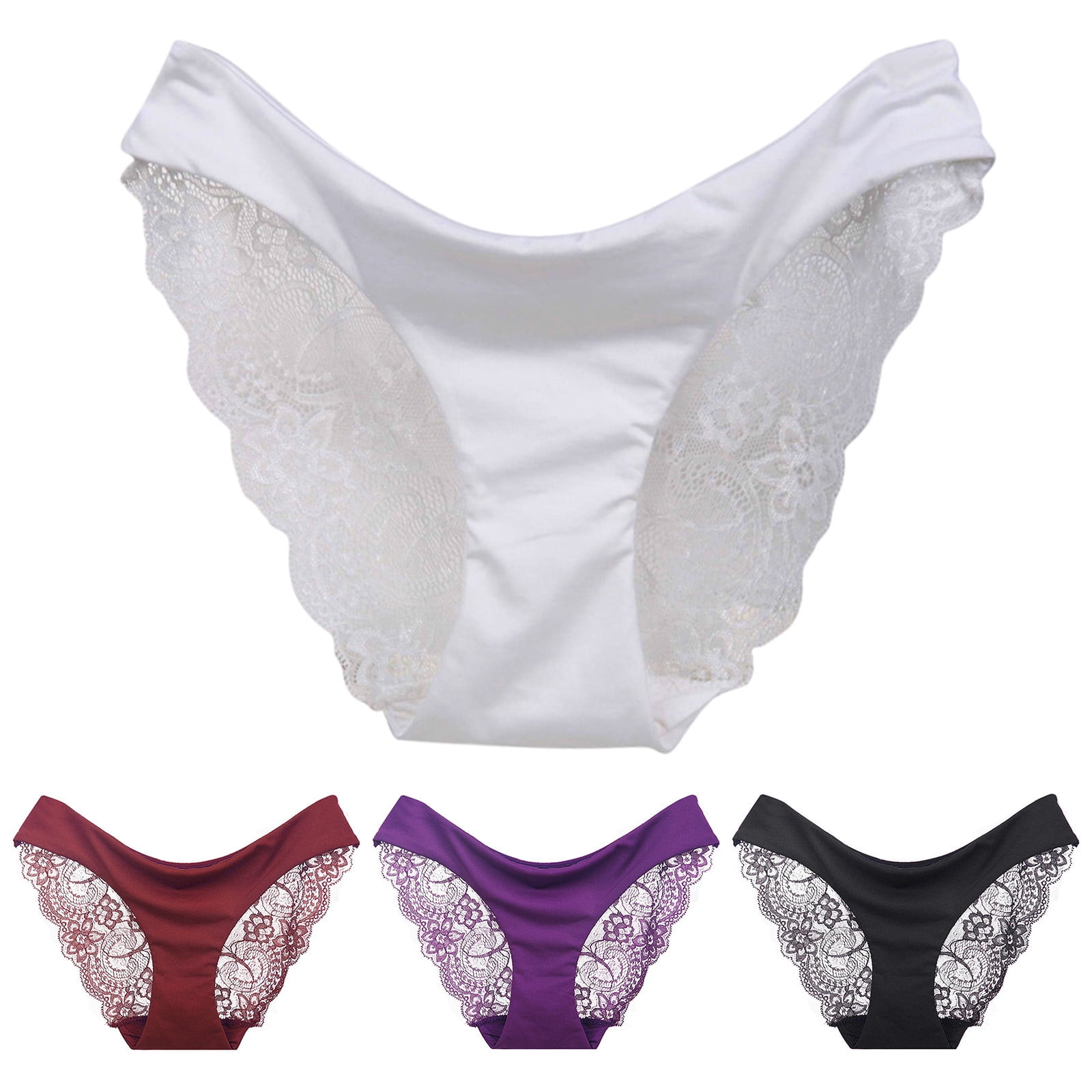 Panties For Women Thong Breathable Seamless Low Waist Lace Inner Crotch Breathable Briefs