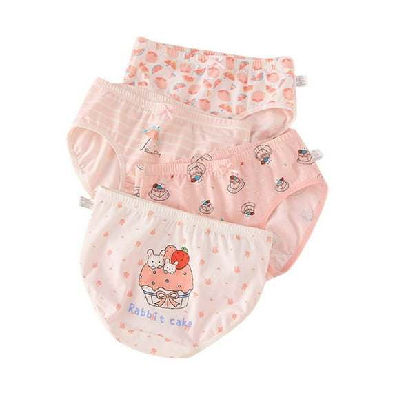 Panties Girls Kids Baby Cute Cartoon Polyester Briefs Shorts Pants Underwear Trunks 4Pcs Girls' Underwear White 7 Years-8 Years
