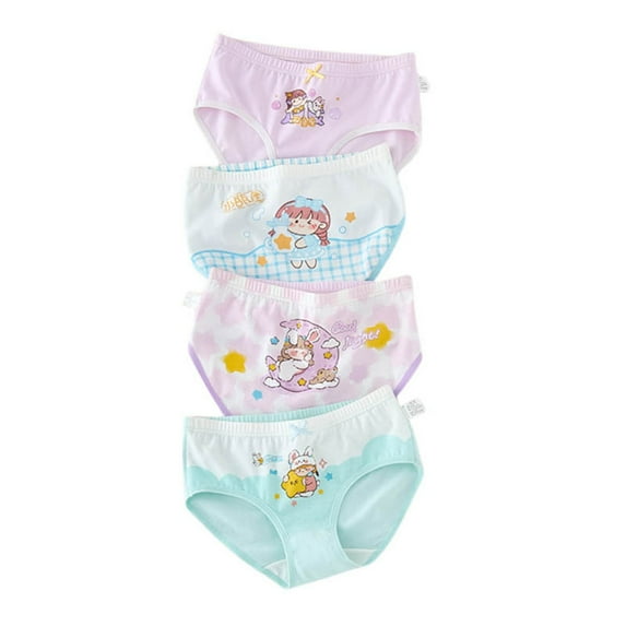 Panties Girls Kids Toddler Cute Cartoon Briefs Shorts Pants Polyester Underwear Trunks 4Pcs Toddler Girl Underwear White 3 Years-4 Years