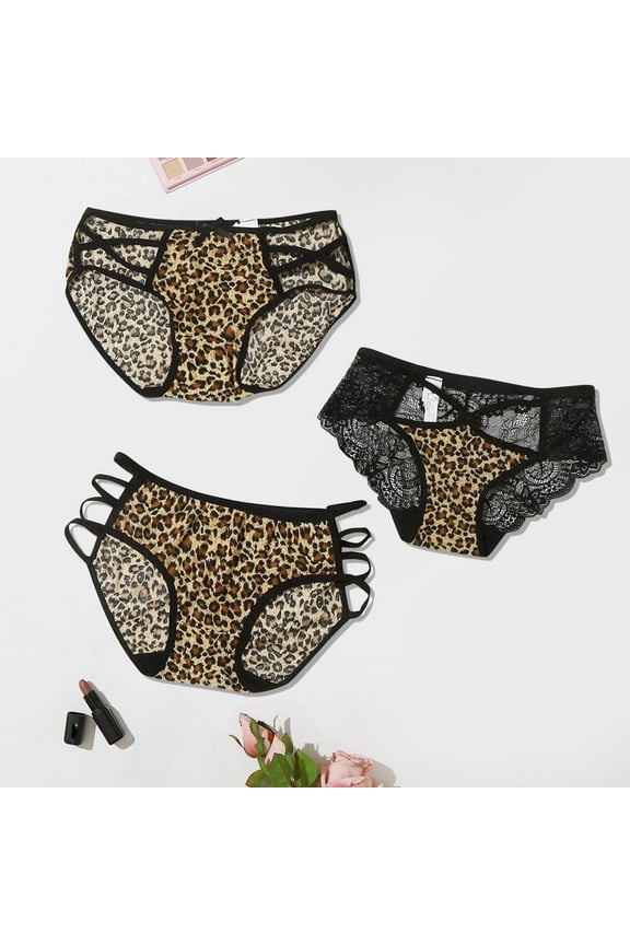 Panties for Women Tbopshirt Brief Underwear,Hipster Underwear,Leopard Print Women Translucent Underwear Sheer Lace Tank Lace Underpant,Cheeky Panties,Gifts