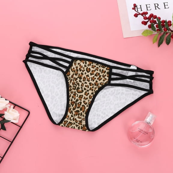 Panties for Women Tbopshirt Brief Underwear,Hipster Underwear,Leopard Print Women Translucent Underwear Sheer Lace Tank Lace Underpant,Cheeky Panties