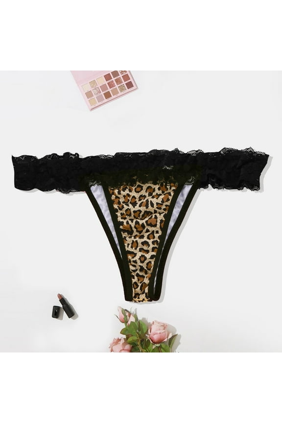 Panties for Women Tbopshirt Brief Underwear,Hipster Underwear,Leopard Print Women Translucent Underwear Sheer Lace Tank Lace Underpant,Cheeky Panties